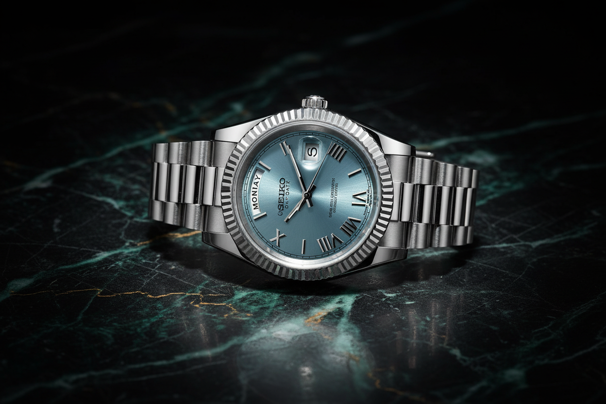 Seikojust Day-Date Roman Ice Blue