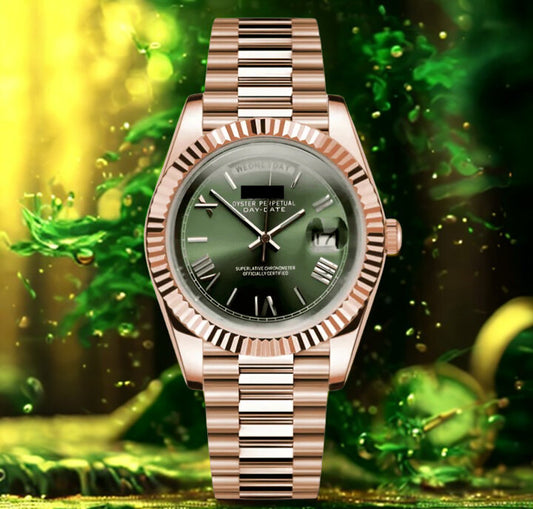 Seikojust Day Date - Rose Gold & Mint Green