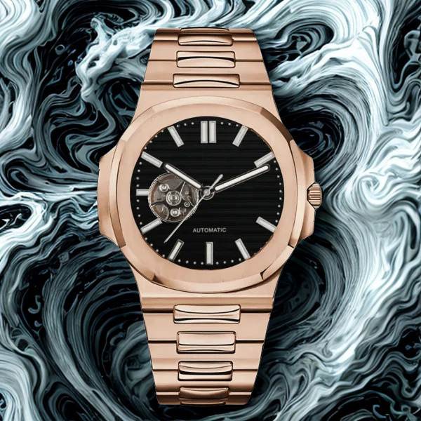 Open Heart Nautiko – Rose Gold & Black - CrownLab