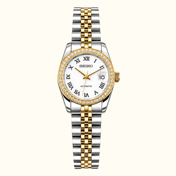 Seiko Ladyjust Two Tone White Roman Diamond — women's automatic luxury watch by CrownLab
