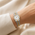 Seiko Ladyjust Two Tone White Roman Diamond by CrownLab — additional view of the dial and bracelet