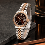 Seiko Ladyjust Two Tone Rose Gold Chocolate by CrownLab — additional view of the dial and bracelet