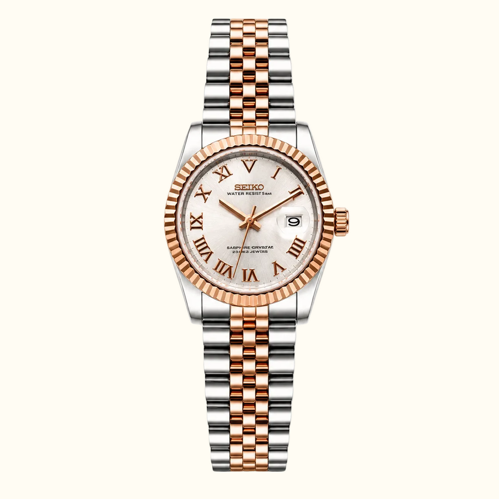 Seiko Ladyjust Two Tone Rose Gold Champagne Dial — women's automatic luxury watch by CrownLab