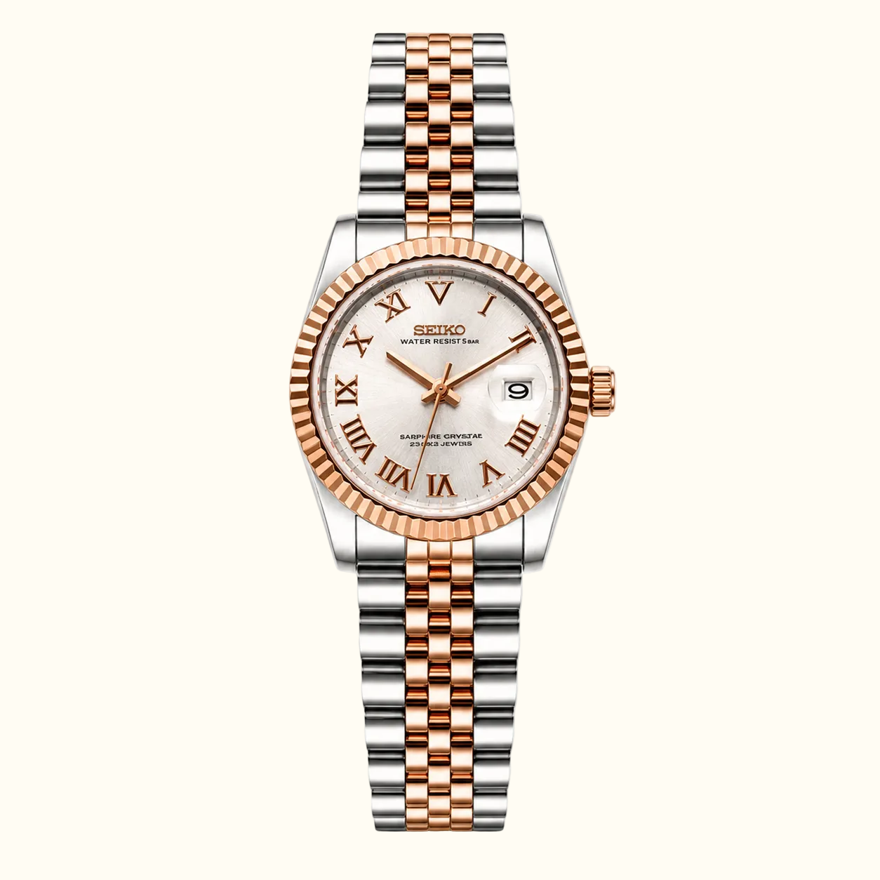 Seiko Ladyjust Two Tone Rose Gold Champagne Dial — women's automatic luxury watch by CrownLab