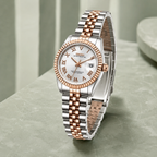 Seiko Ladyjust Two Tone Rose Gold Champagne Dial by CrownLab — additional view of the dial and bracelet