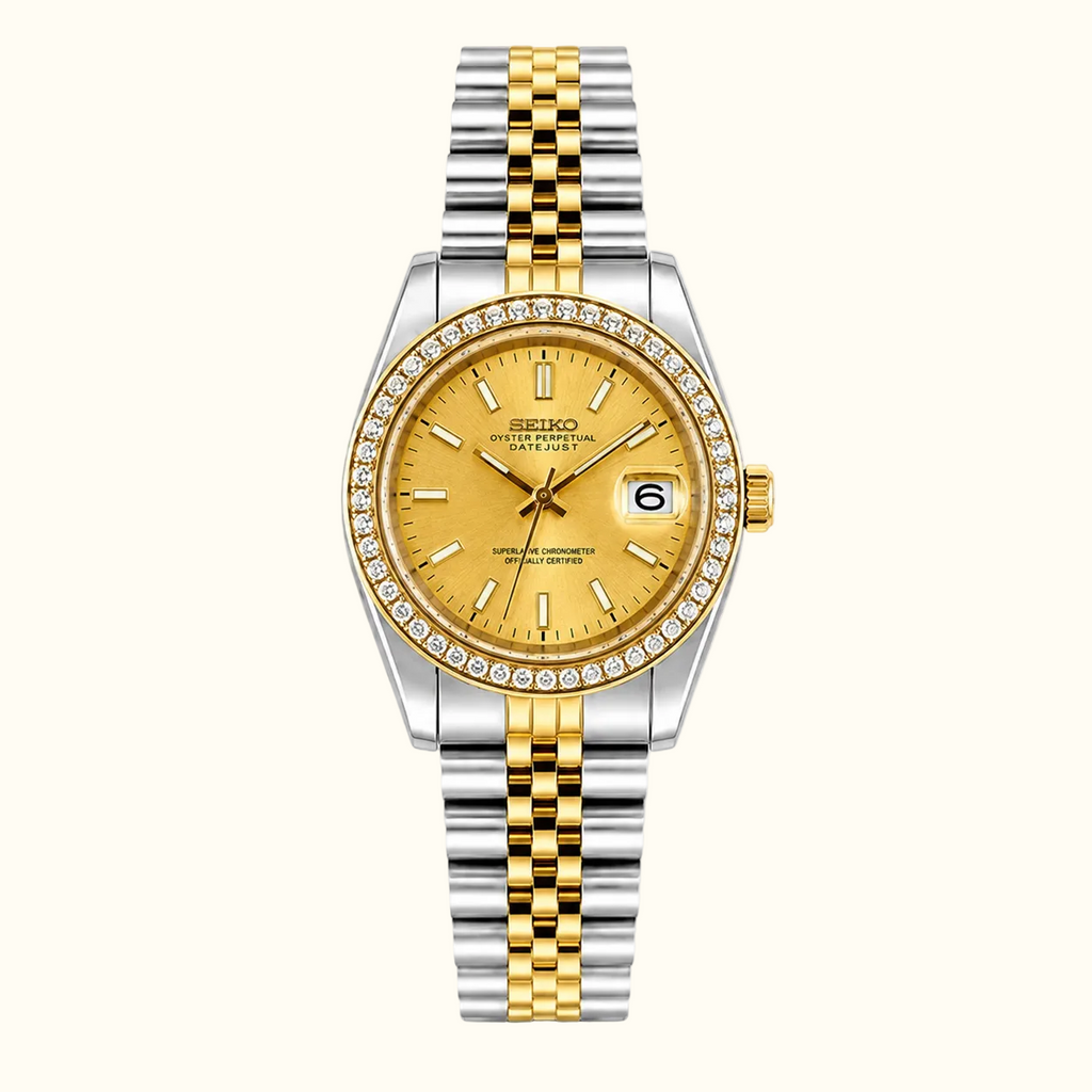 Seiko Ladyjust Two Tone Gold Diamond — women's automatic luxury watch by CrownLab