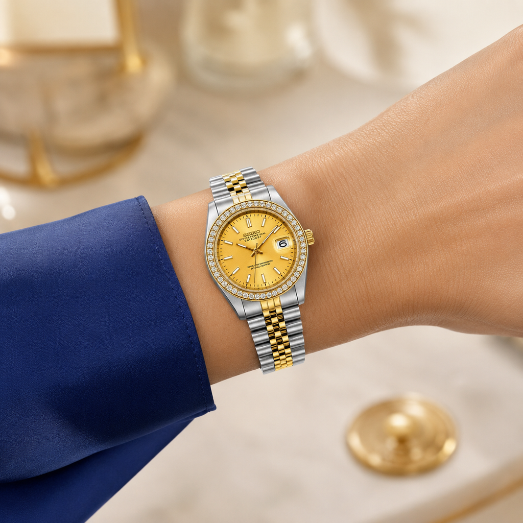 Seiko Ladyjust Two Tone Gold Diamond by CrownLab — additional view of the case and finish