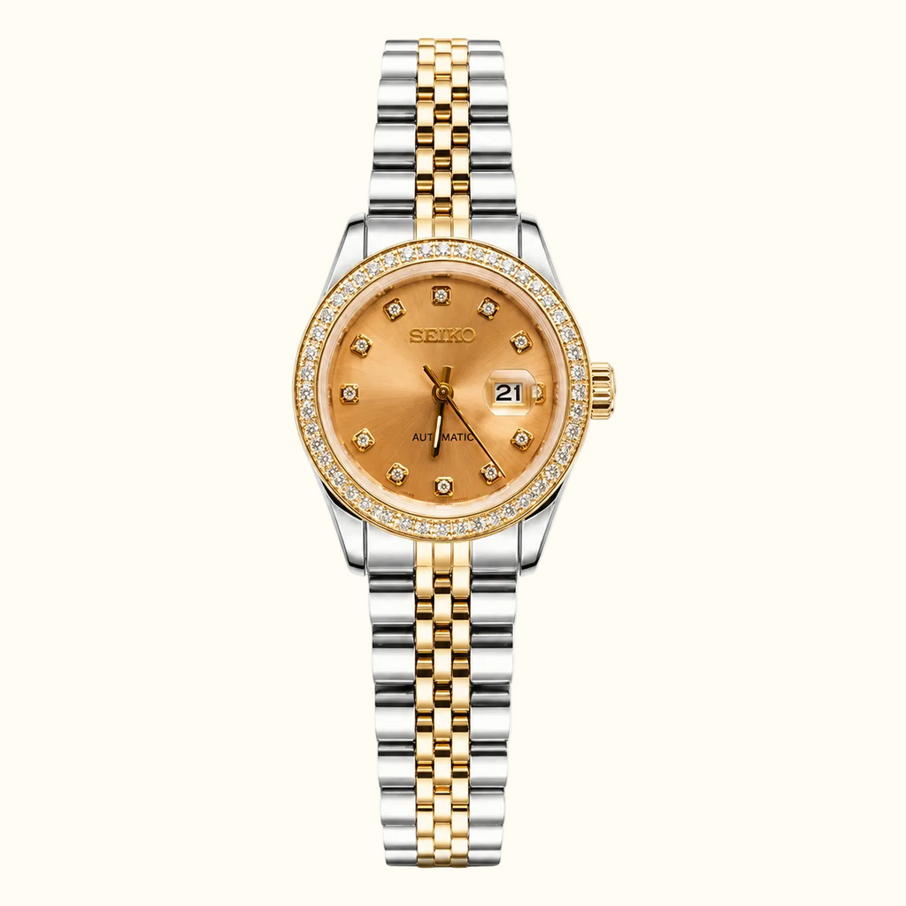 Seiko Ladyjust Two Tone Champagne Diamond — women's automatic luxury watch by CrownLab
