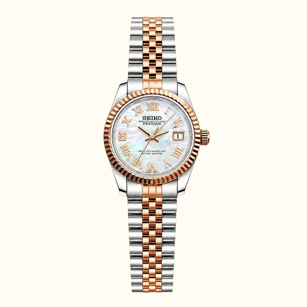 Seiko Ladyjust Rose Gold Mother Of Pearl Roman — women's automatic luxury watch by CrownLab