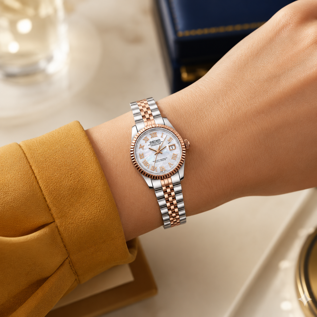 Seiko Ladyjust Rose Gold Mother Of Pearl Roman by CrownLab — additional view of the case and finish