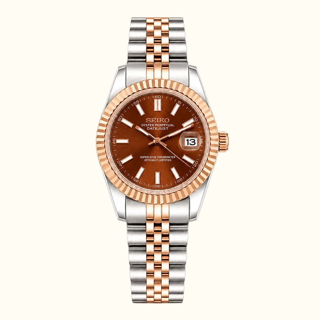 Seiko Ladyjust Rose Chocolate Baton Dial — women's automatic luxury watch by CrownLab