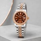 Seiko Ladyjust Rose Chocolate Baton Dial by CrownLab — additional view of the dial and bracelet