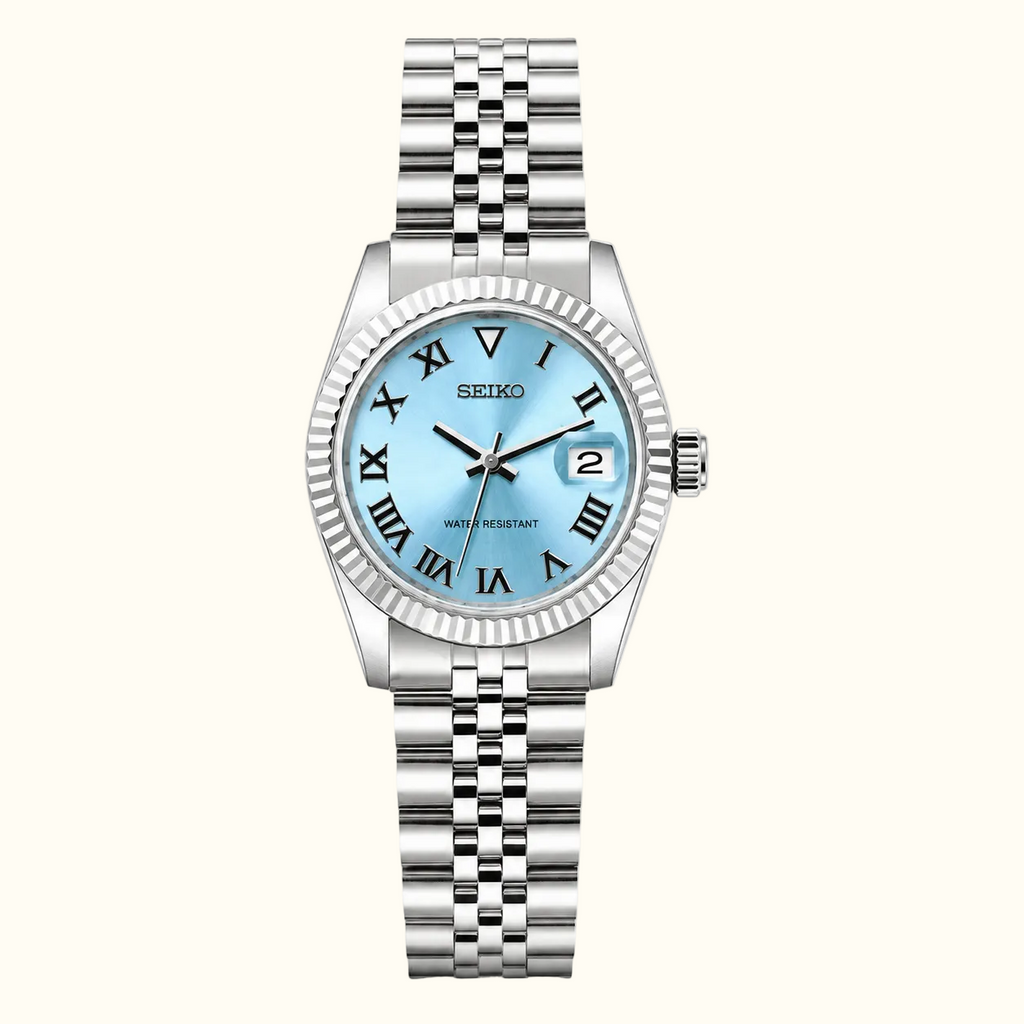 Seiko Ladyjust Ice Blue Roman Dial — women's automatic luxury watch by CrownLab