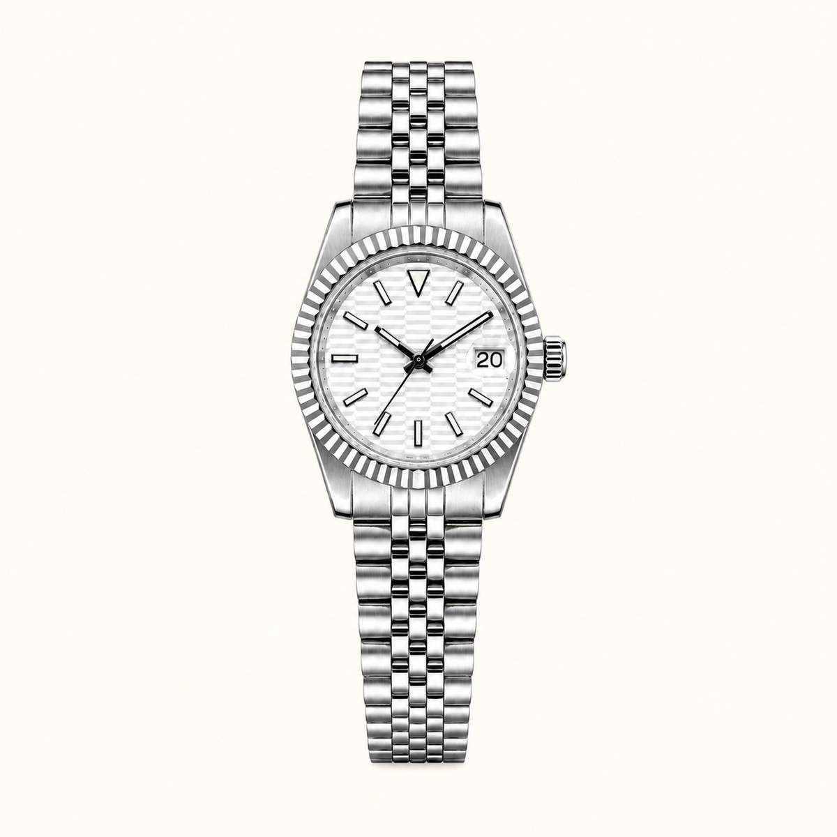 Hers Alpine White geometric watch with date