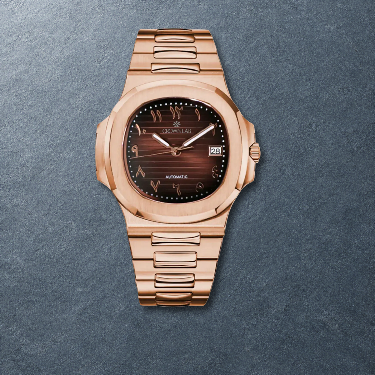 Chocolate Rose watch on slate surface