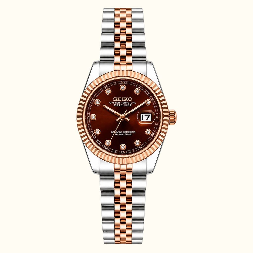Seiko Ladyjust Rose Chocolate Diamond — women's automatic luxury watch by CrownLab