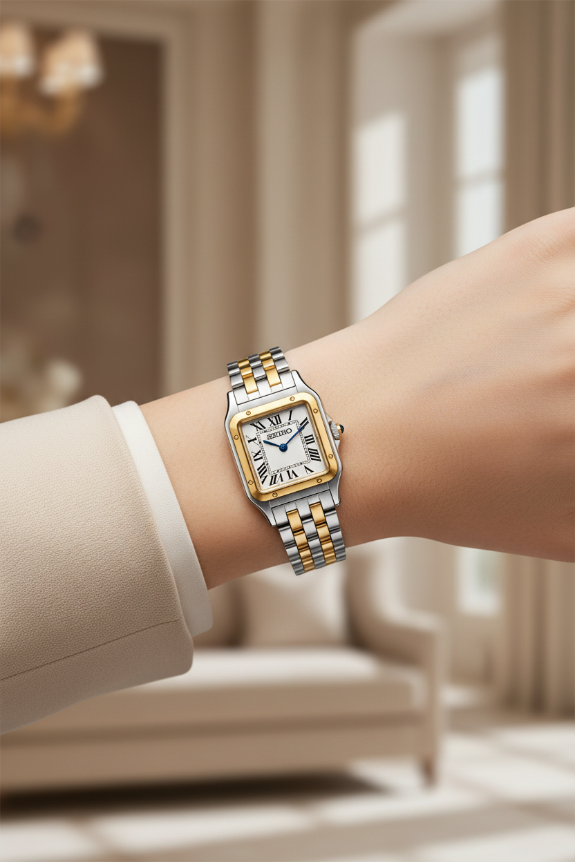 Lady Santé Square – Two-Tone Gold & White