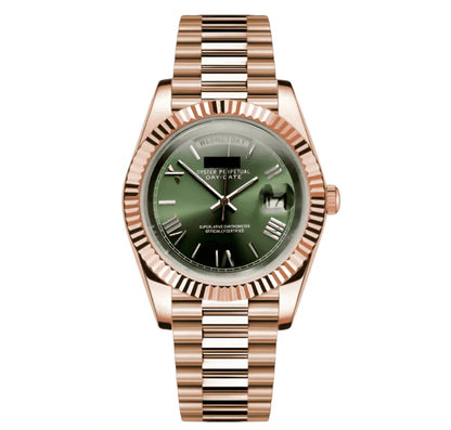 Seikojust Day Date - Rose Gold & Mint Green