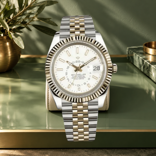 Celestial Calendar Two-Tone White and Gold on an ivory cushion against sage lacquer